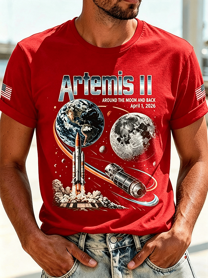 Men's Artemis II Mission Lunar Orbiting Short-Sleeve T-Shirt