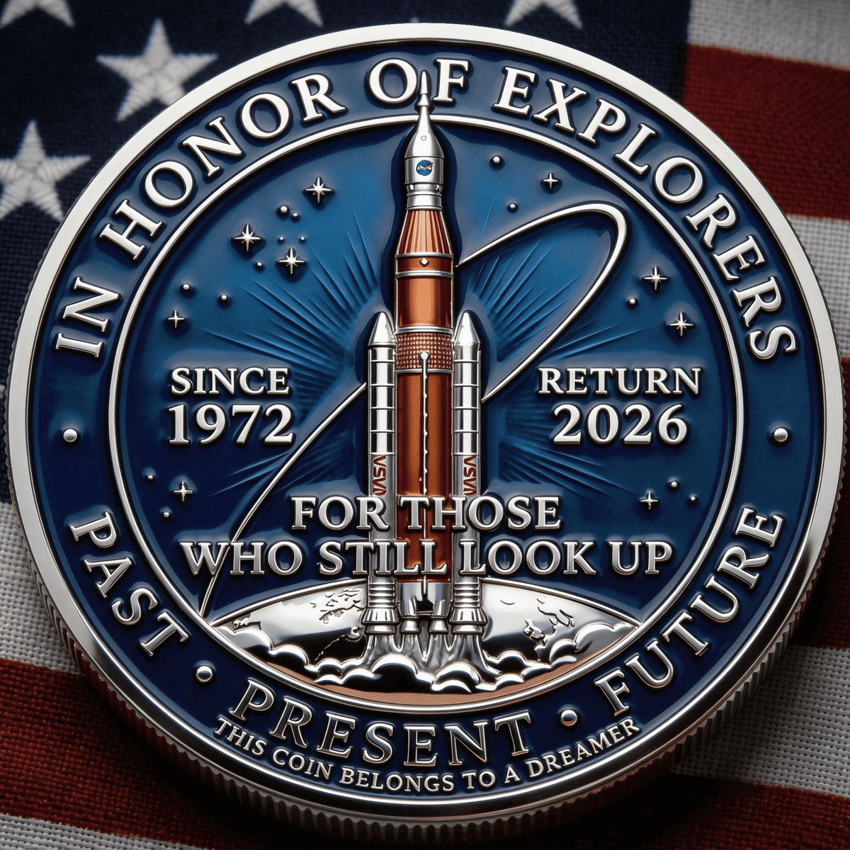 โ
Artemis II โข Heroic Achievement 3D High-Relief Enamel Commemorative Coinโ