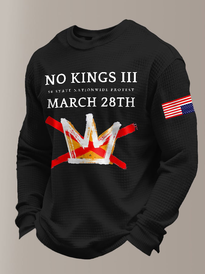 🔥Buy 3 Get 15% Off Men's Retro No Kings III 50 State Nationwide Protest March 28th Print Sweatshirt