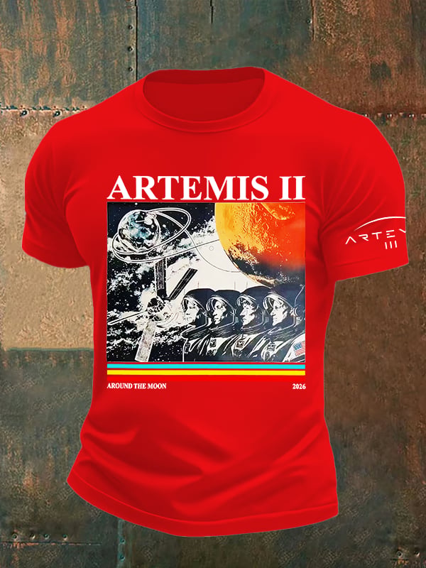 Men's Lunar Landing Character Print T-Shirt