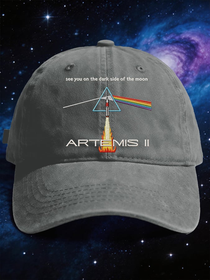 Retro Artemis II See You On The Dark Side Of The Moon Print Baseball Cap