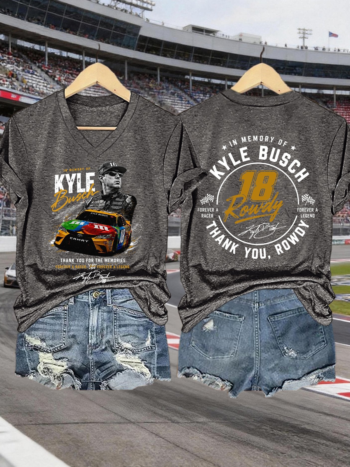 Women's Racing Legend Memorial Print Casual T-shirt