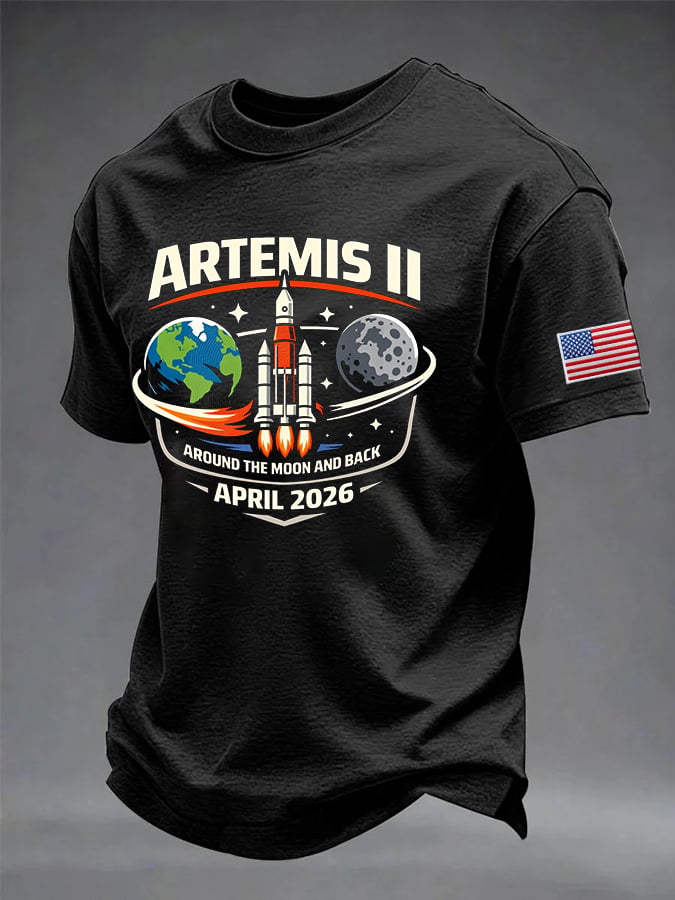 Men's To The Moon And Beyond Printed Casual T-shirt