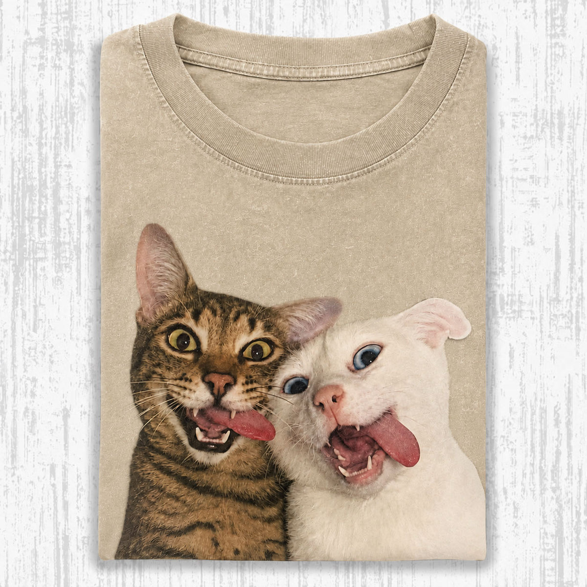 Crazy Selfie Two Cats Vintage Comfort Colors Tee