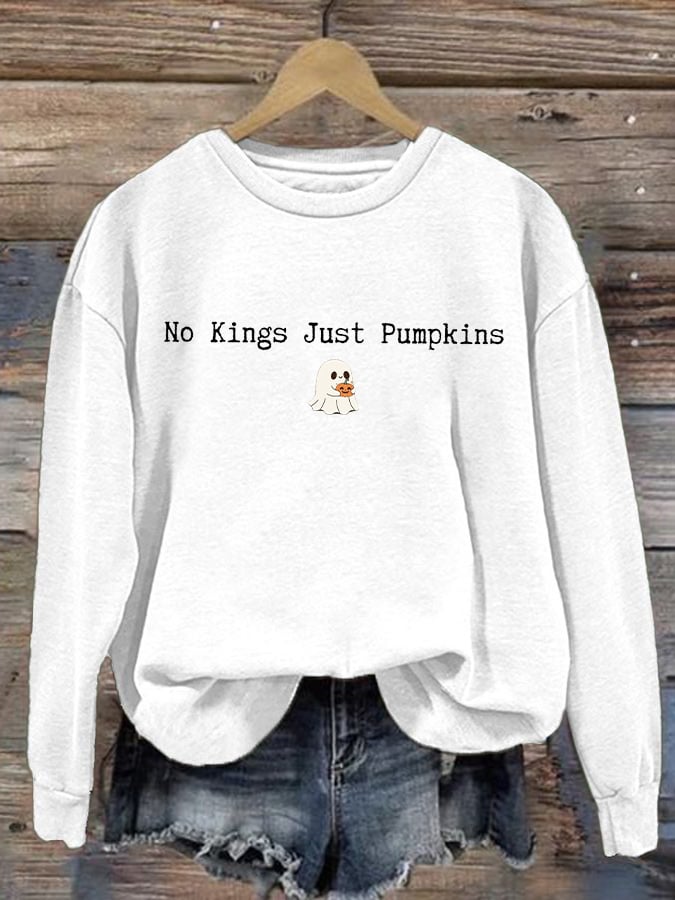 🔥Buy 3 Get 15% Off🔥Women's No Kings Just Pumpkin Printed Sweatshirt