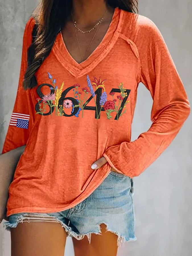 Women's Fashion Flag Print Casual T-shirt