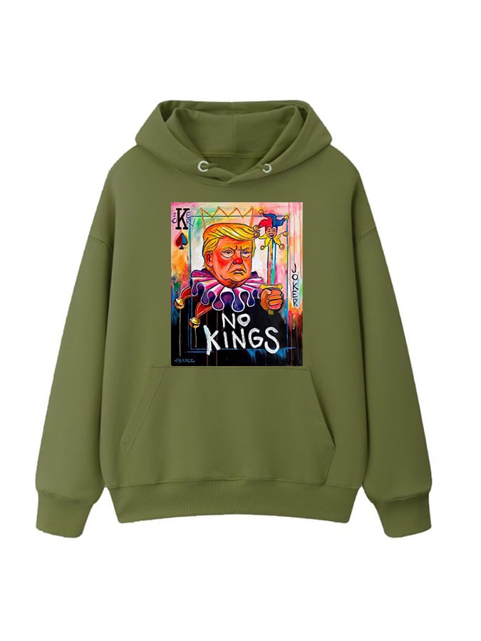 Unisex No Kings In America Print Casual Hoodie