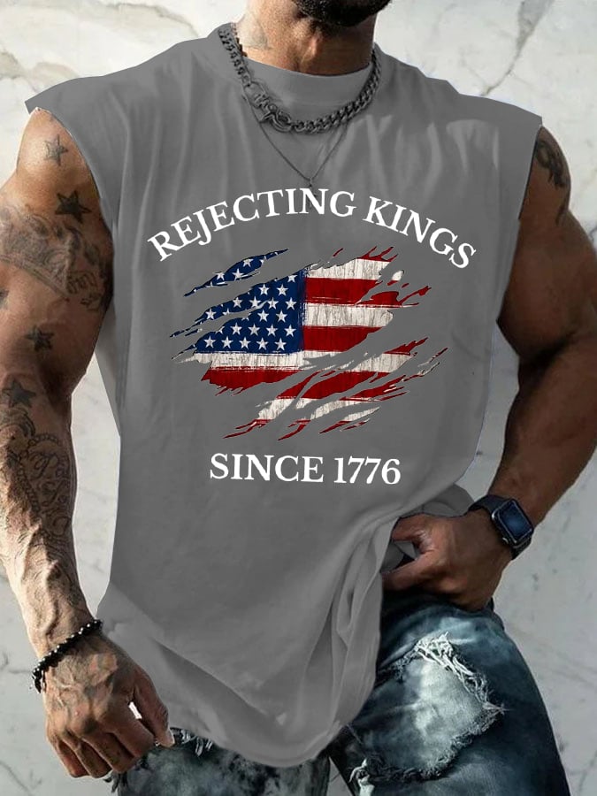 🔥Buy 3 Get 15% Off🔥Men's “Rejecting Kings Since 1776” Printed Casual Tank Top