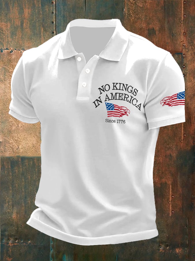🔥Buy 3 Get 15% Off🔥Man's Vintage No Kings In America Since 1776 Printed Polo Shirt