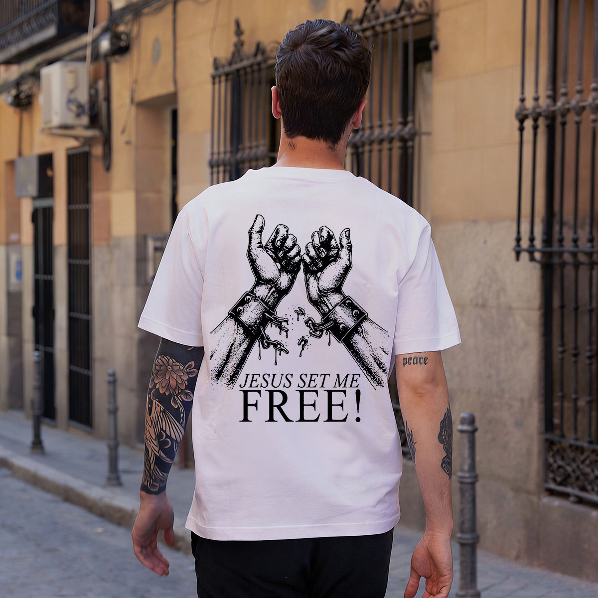 Jesus Set Me Free Printed Men's T-shirt