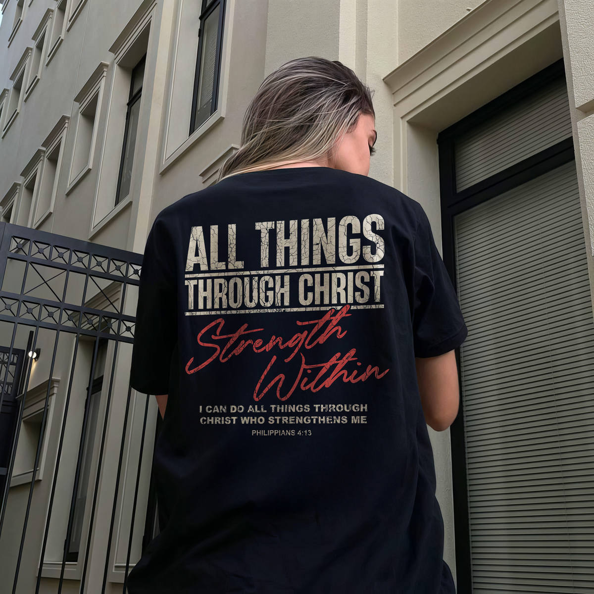 All Things Through Christ Printed Women's T-shirt