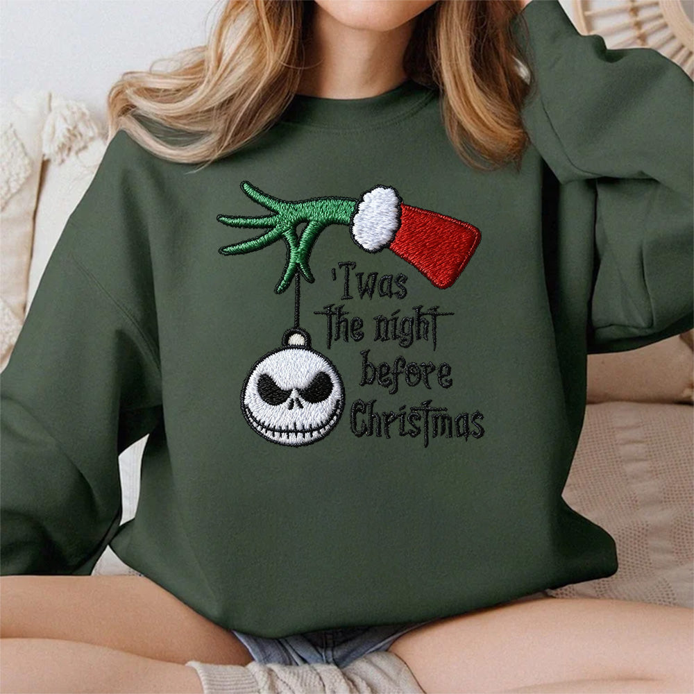 Christmas themed shirt,Christmas Embroidered Shirt,"IT Was The night before Chritsmas" shirt.