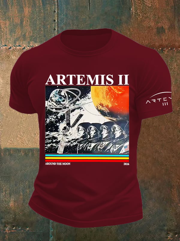 Men's Lunar Landing Character Print T-Shirt