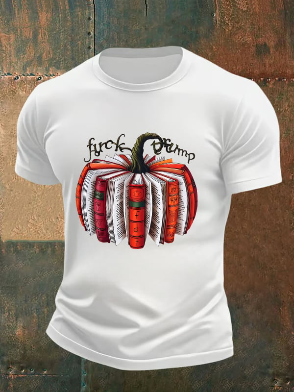 Men's Fall Book Pumpkin DTF transfer - FDT, Fall Aesthetic print T-Shirt