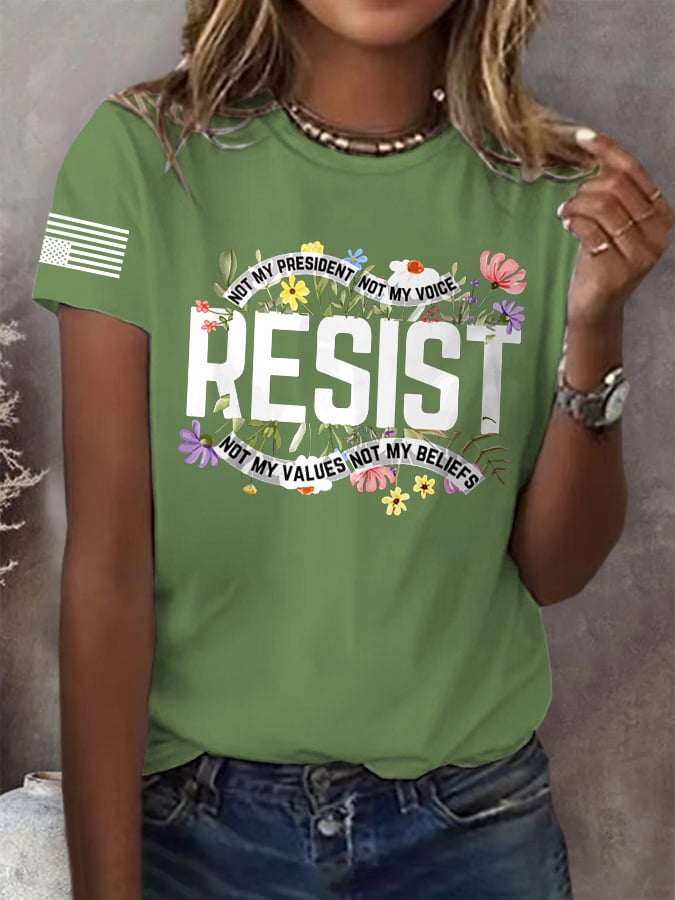 🔥Buy 3 Get 15% Off🔥Retro Resist Not My President, Not My Voice, Not My Values, Not My Beliefs Print T-Shirt