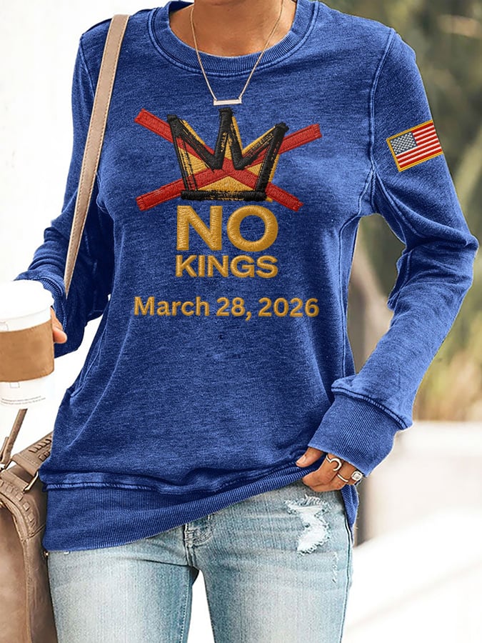 Retro No Kings Day March 28 2026 Print Sweatshirt
