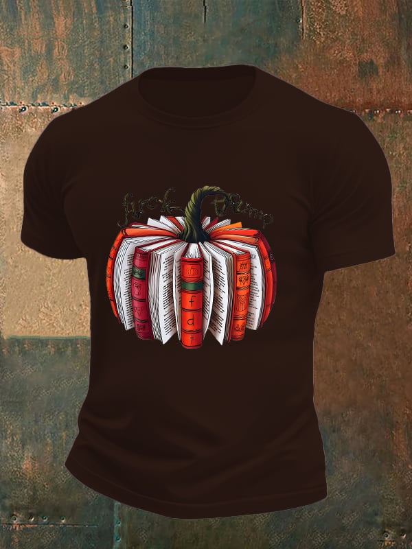 Men's Fall Book Pumpkin DTF transfer - FDT, Fall Aesthetic print T-Shirt