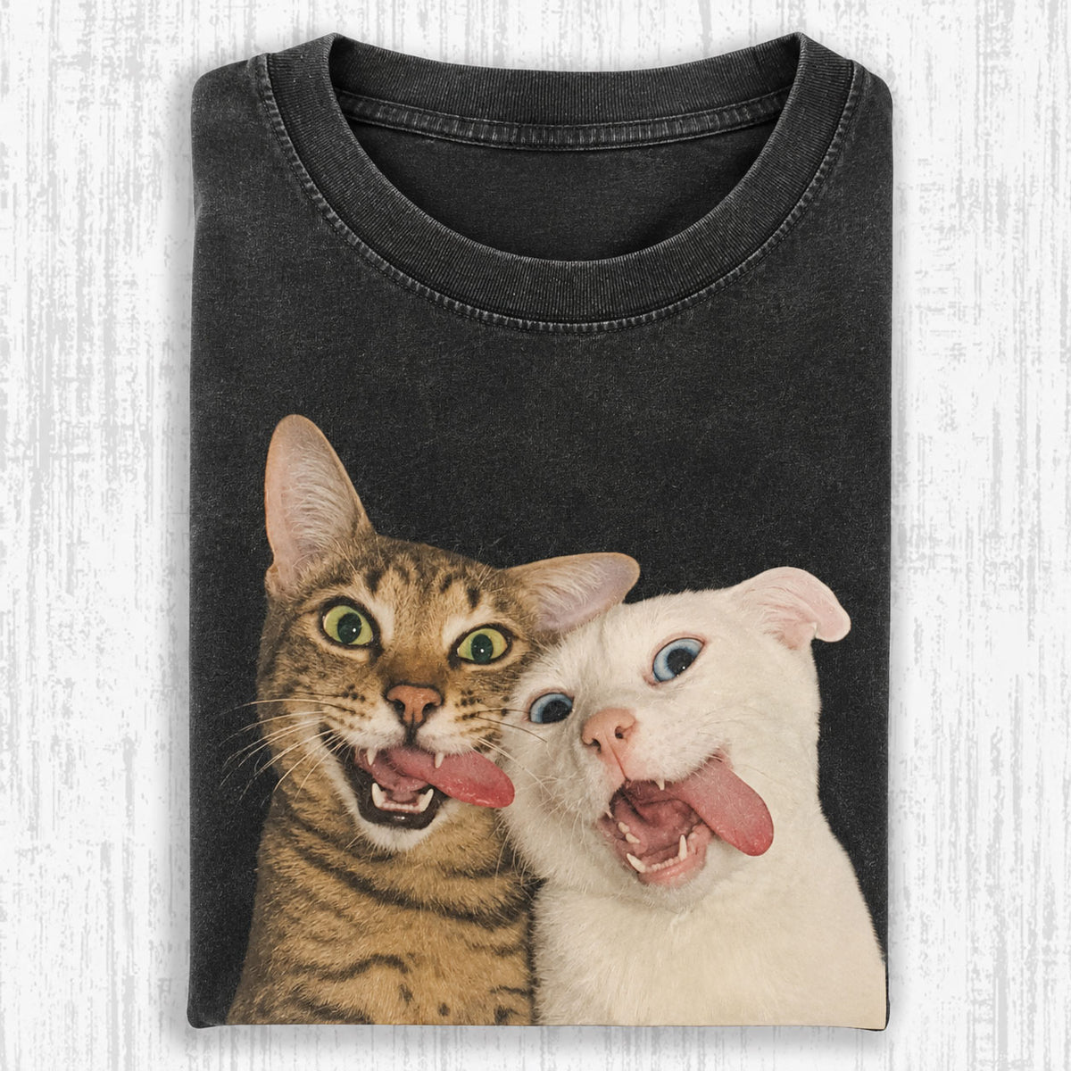 Crazy Selfie Two Cats Vintage Comfort Colors Tee
