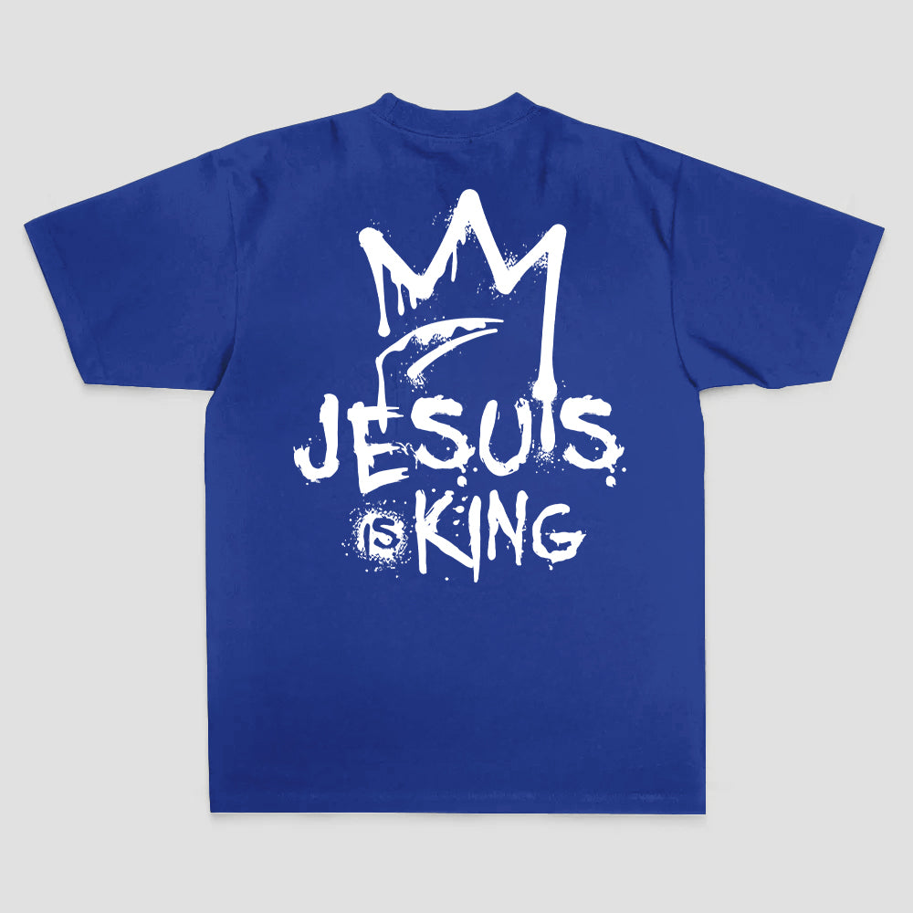 Jesus Is King Crown Graffiti Print Printed Women's T-shirt