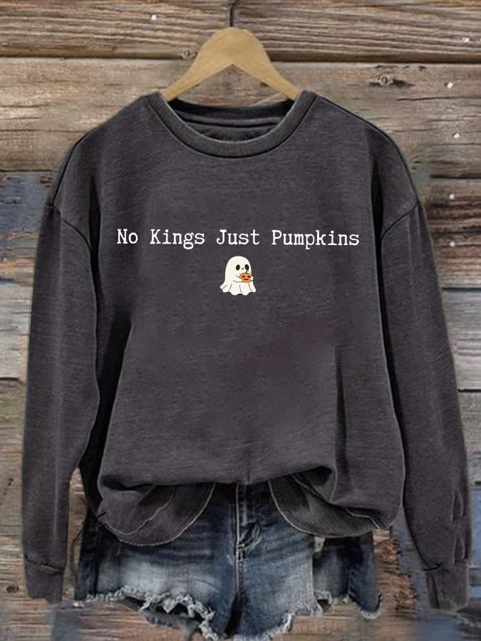 🔥Buy 3 Get 15% Off🔥Women's No Kings Just Pumpkin Printed Sweatshirt