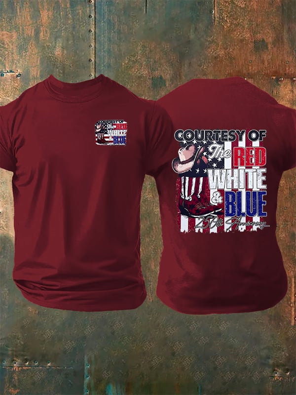 Men's Courtesy Of Red White And Blue, 250th Anniversary Freedom T-Shirt
