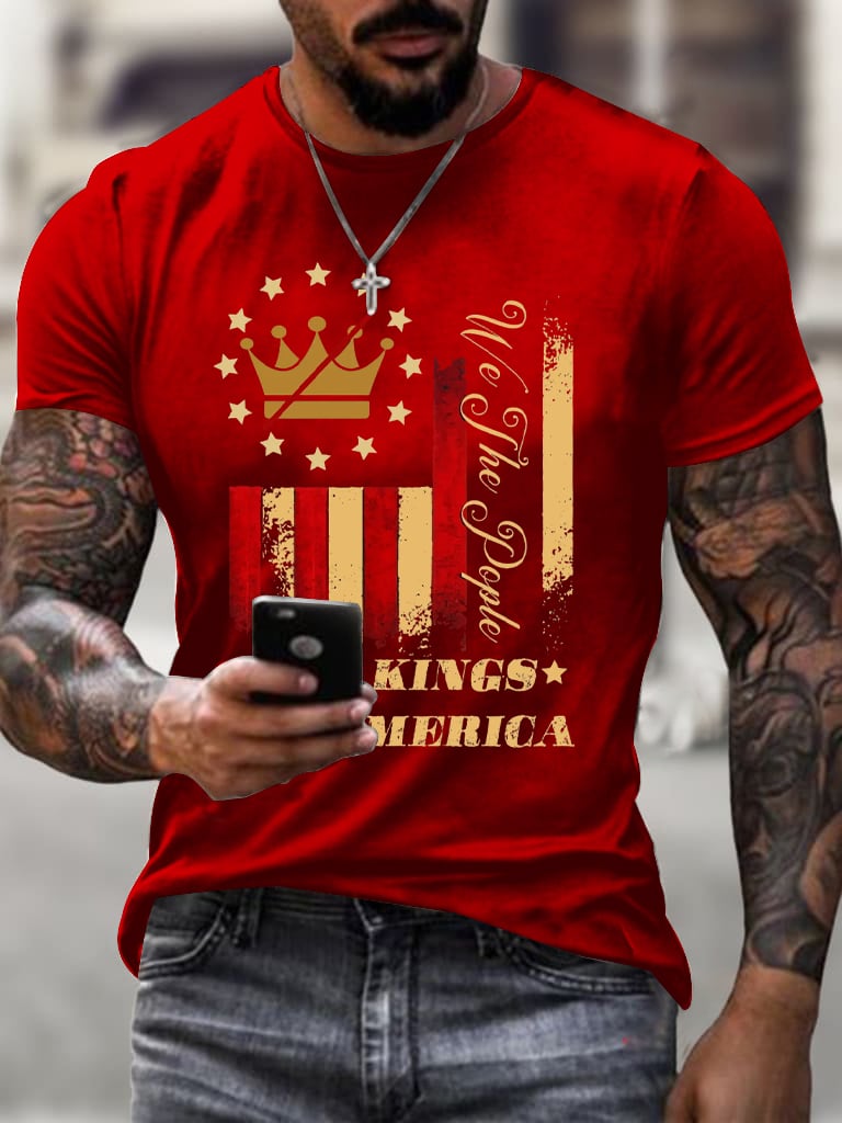 🔥Buy 3 Get 15% Off🔥Men's No Kings In America Print short-sleeved T-shirt