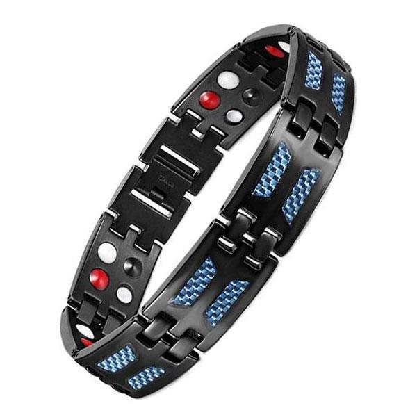 Black Titanium Magnetic Carbon 4 Elements Carbon Fiber Bracelet