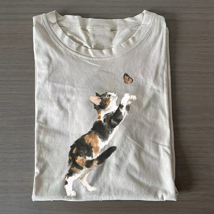 Cat and Butterfly T-shirt