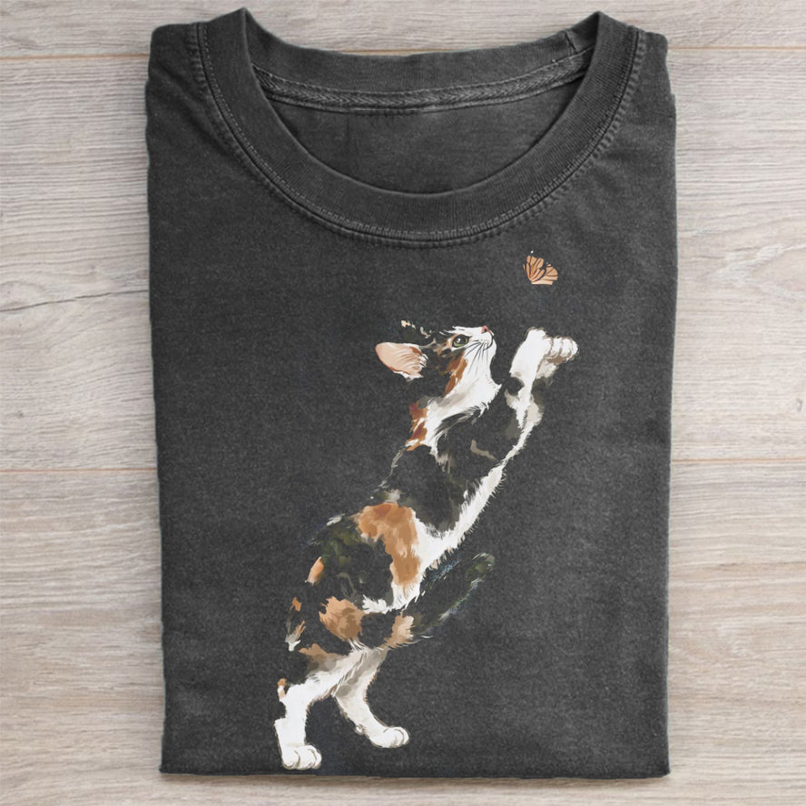 Cat and Butterfly T-shirt