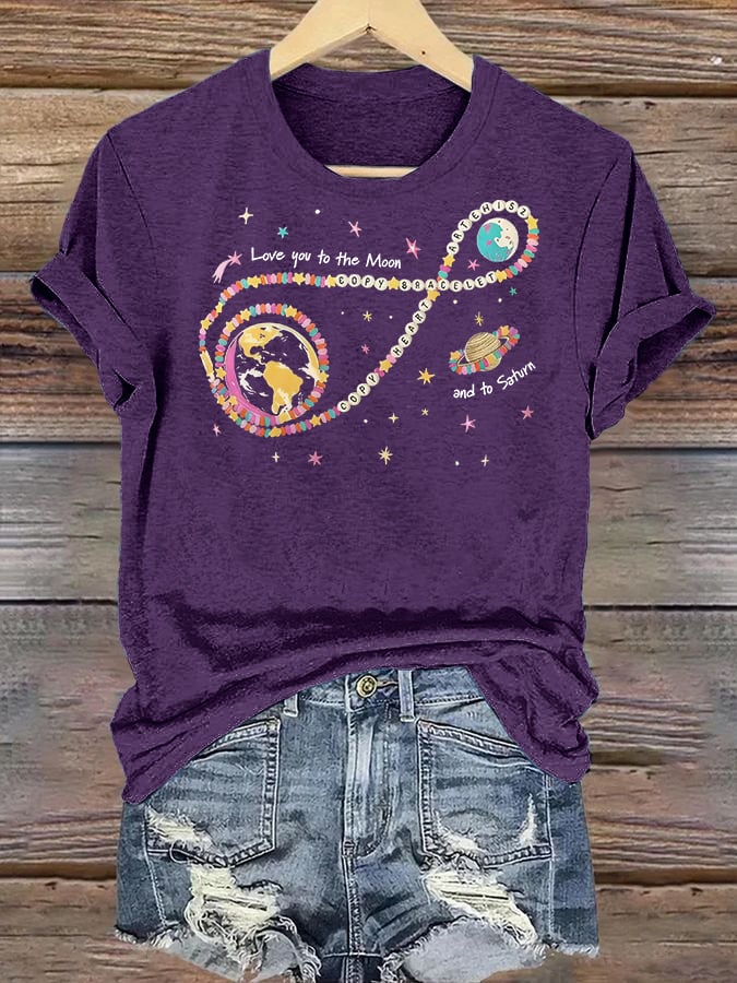 Women's  Fun Planet Print T-Shirt