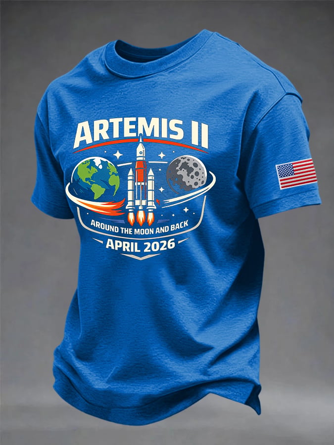 Men's To The Moon And Beyond Printed Casual T-shirt