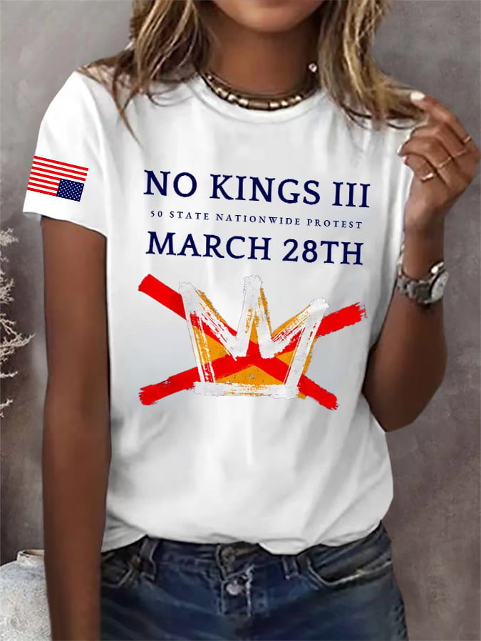 🔥Buy 3 Get 15% Off Retro No Kings III 50 State Nationwide Protest March 28th Print T-Shirt