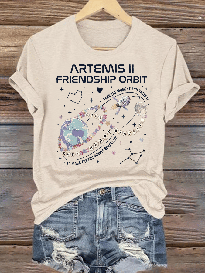 Women's  Fun Planet Print T-Shirt