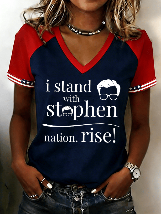 Women's "I Support Him" Late-Night Comedy Enthusiast Graphic Print Raglan Short Shirt