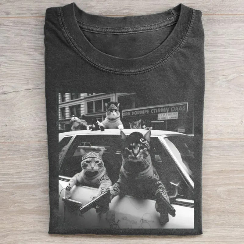Funny Cat Gang Vintage T-shirt