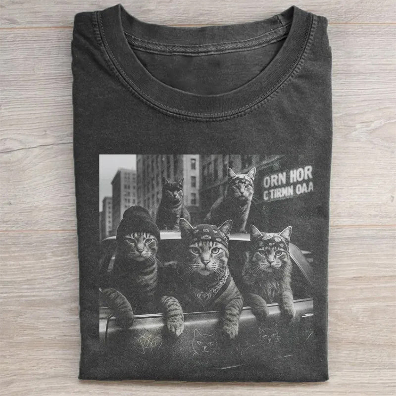 Funny Cat Gang Vintage T-shirt