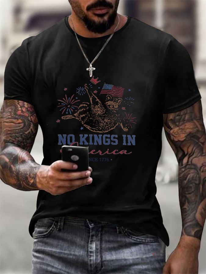 🔥Buy 3 Get 15% Off🔥Men's No King In America Printed  T-Shirt