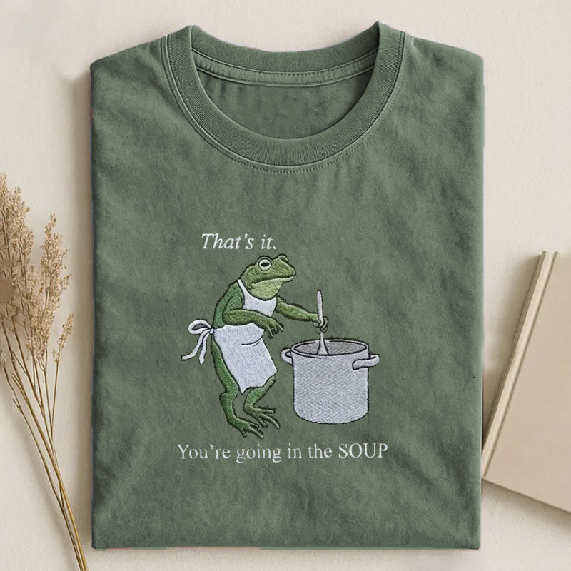 Cottagecore Frog Embroidery, T-shirt