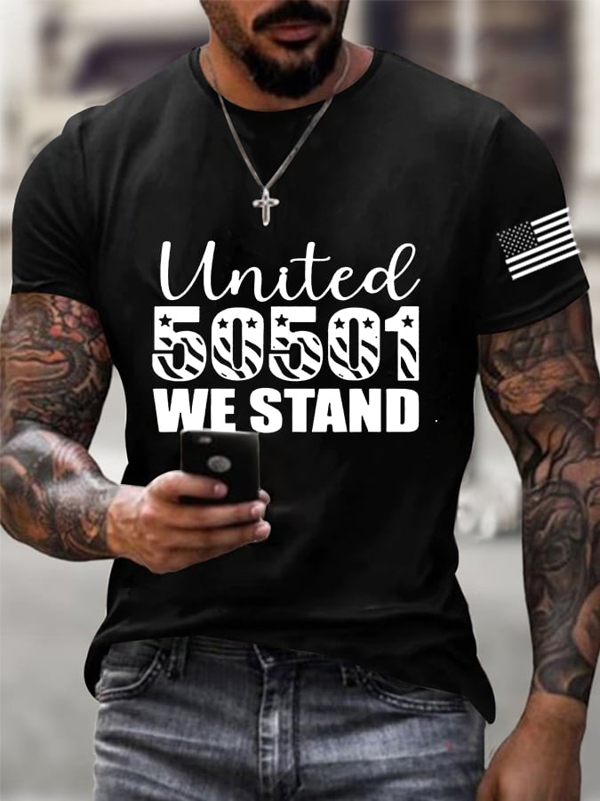 🔥Buy 3 Get 15% Off🔥Men's 50 Protests 50 States 1 Movement Print T-Shirt
