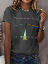 Retro Artemis II See You On The Dark Side Of The Moon Print T-Shirt