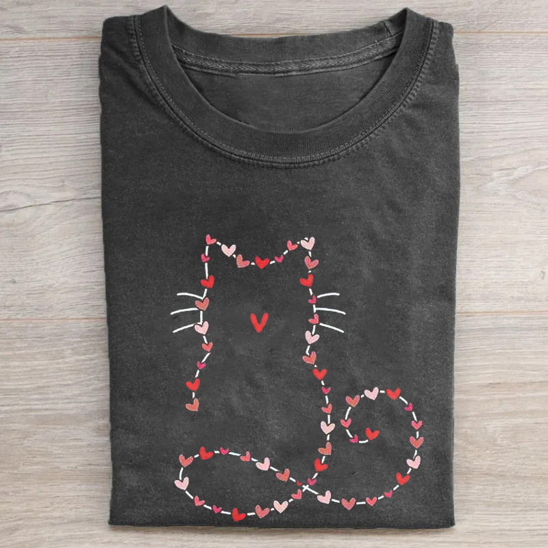 Cute Cat Heart Valentines T-shirt