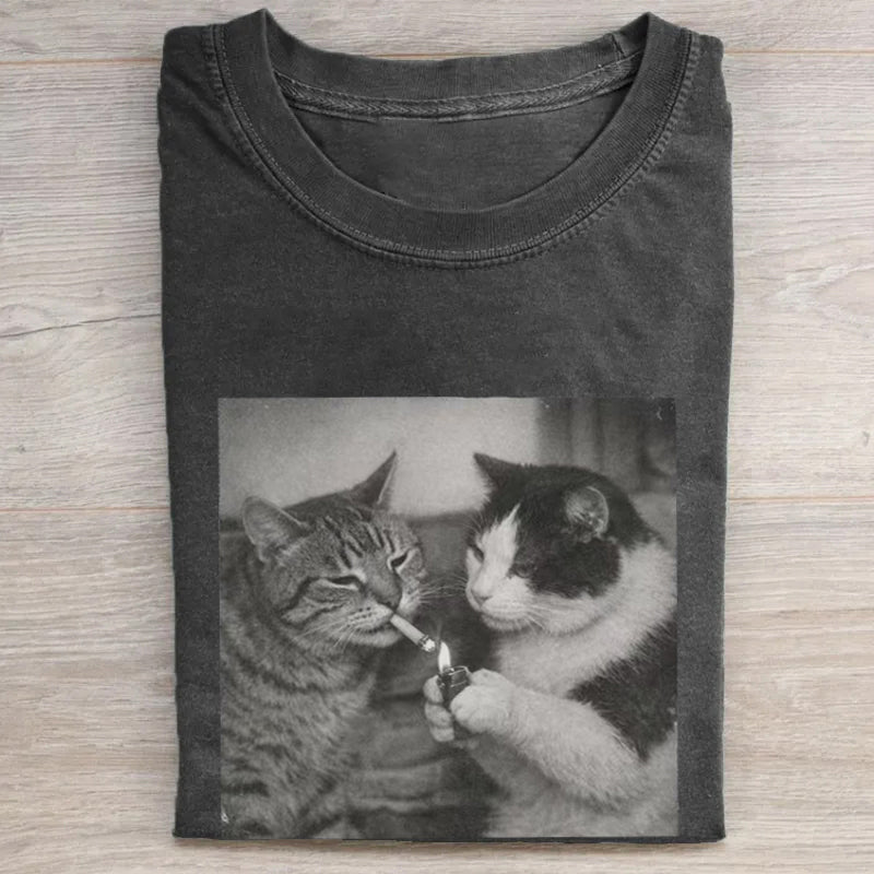 Retro Funny Cat T-shirt