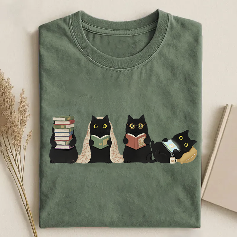 Black Cats Reading T-shirt