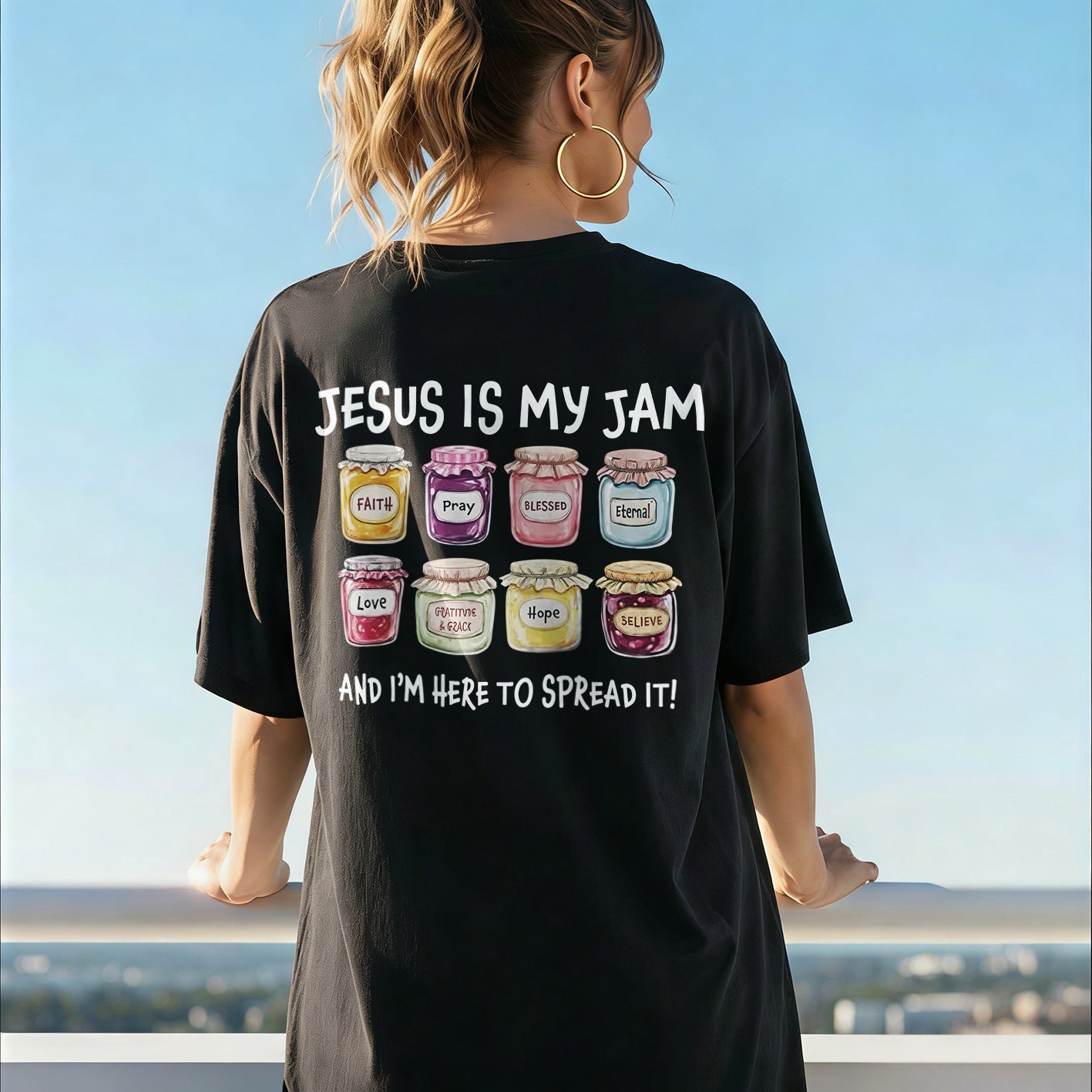 Jesus Is My Jam And I'm Here To Spread It Printed Women's T-shirt