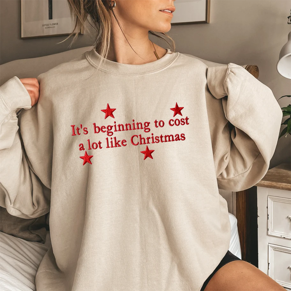 Christmas themed shirt,Christmas Embroidered Shirt, "It's beginning to cost a lot like Christmas."shirt.