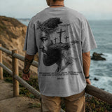 Jesus Answered I Am The Way And The Truth And The Life Printed Men's Washed Tee