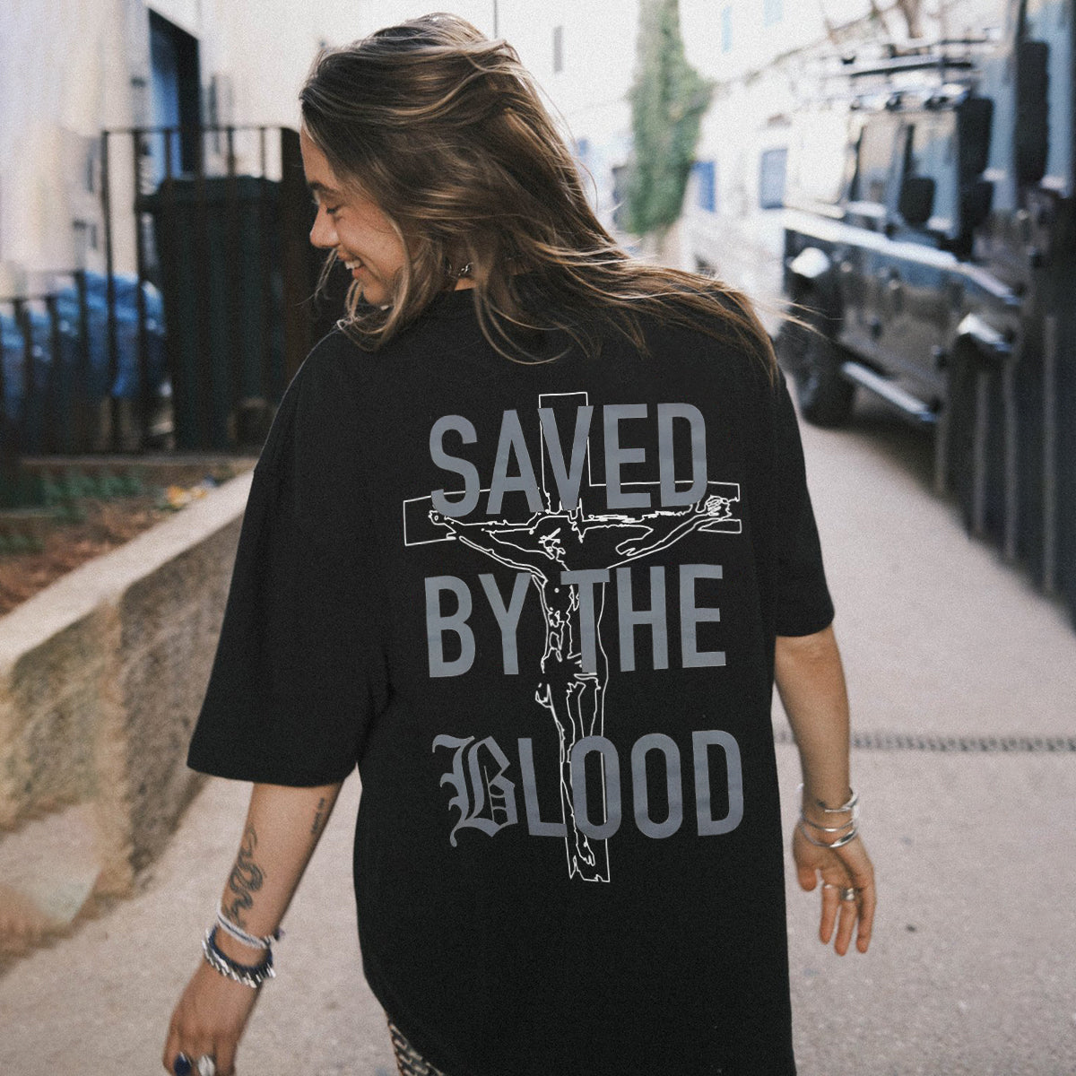 Saved By The Blood Printed Women's T-shirt