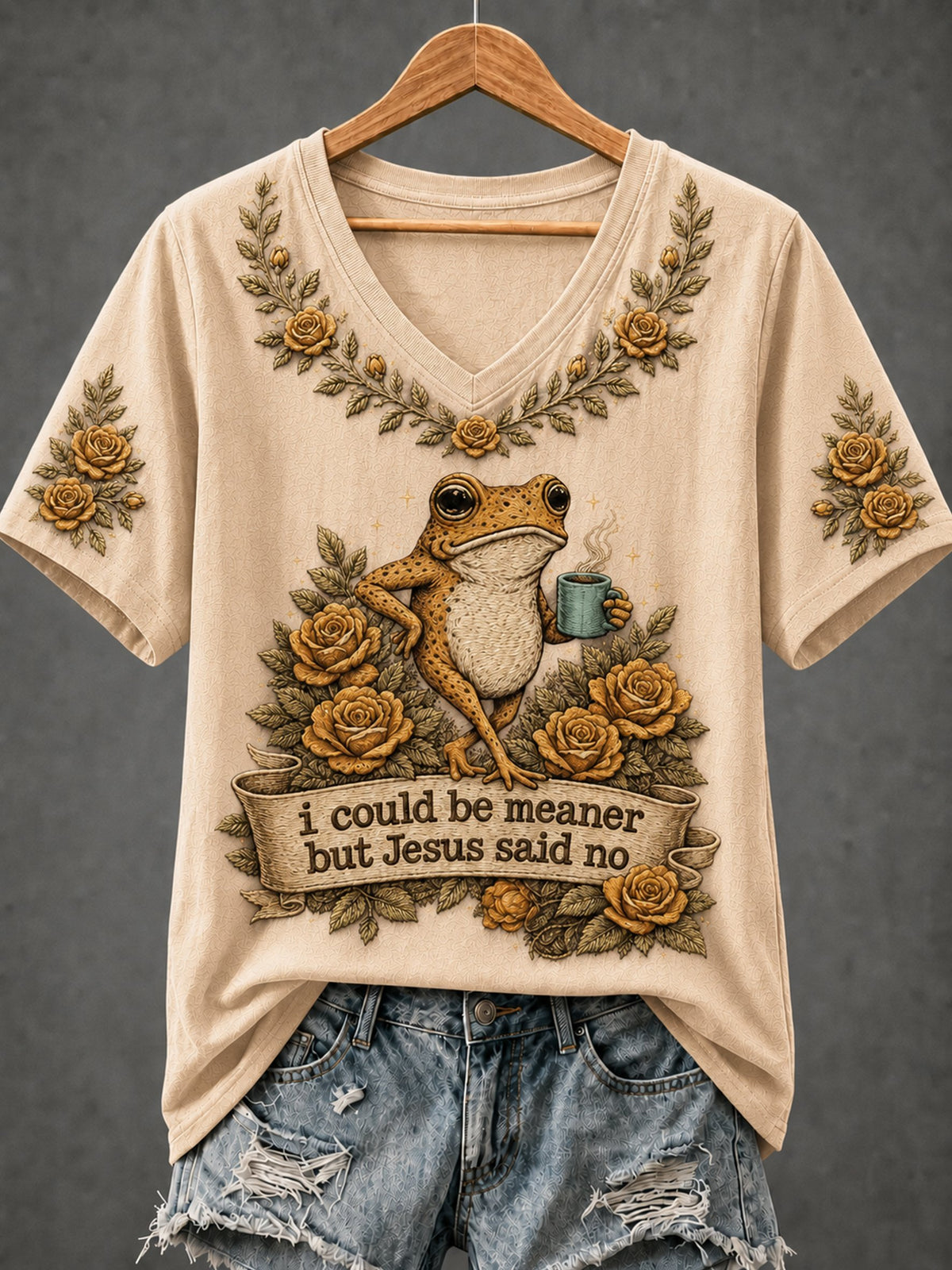 Women's Fun Frog-Print Top