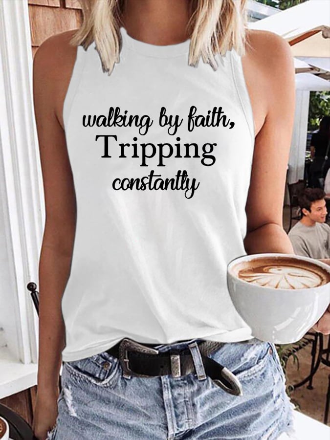 Women's Walking By Faith Tripping Constantly Print Vest
