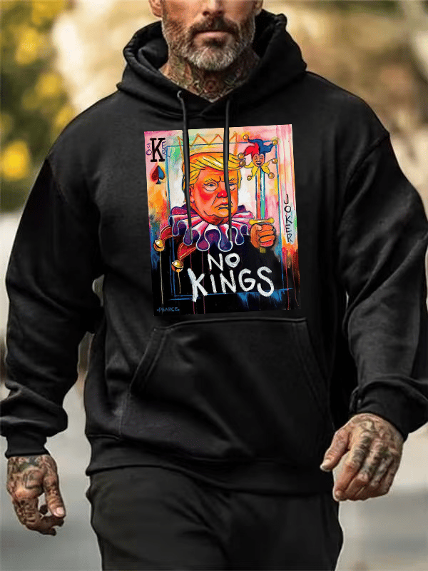 Men's  No Kings In America Print Casual  Hoodie